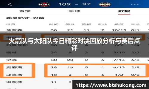 火箭队与太阳队今日精彩对决回放分析与赛后点评