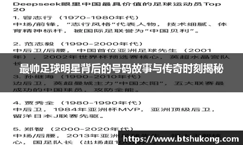 最帅足球明星背后的号码故事与传奇时刻揭秘